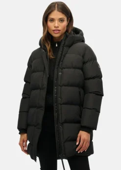 Superdry HOODED SPORTS PUFFER MID JKT Black