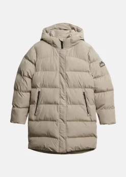 Clearance Superdry HOODED SPORTS PUFFER MID JKT Winter Twig Beige