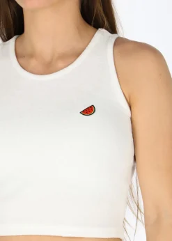 Clearance Blount & Pool Ibiza Terry Crop Singlet W Off White