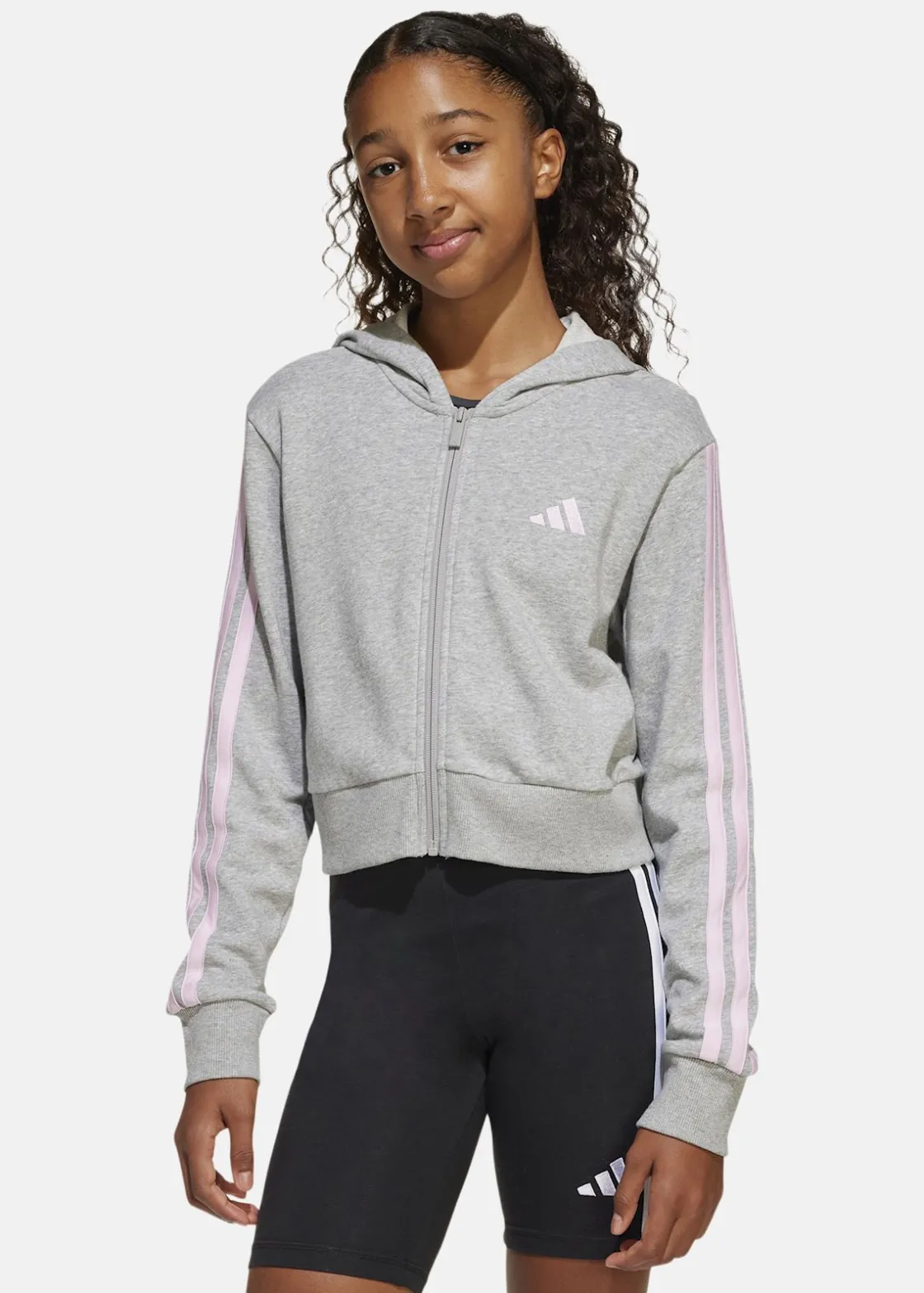 New Adidas JG 3S FT FZ CRO MGREYH/CLPINK