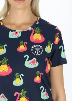 Best Blount & Pool Jungle Tee W Navy Flamingo Pineapple