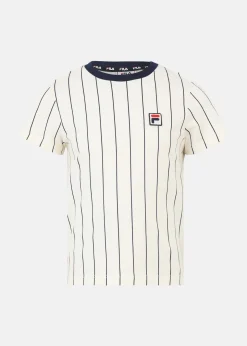 Discount Fila LEBA pinstriped tee Antique White/Black Iris Striped