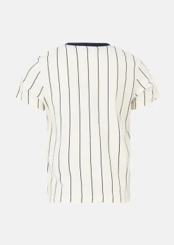 Discount Fila LEBA pinstriped tee Antique White/Black Iris Striped