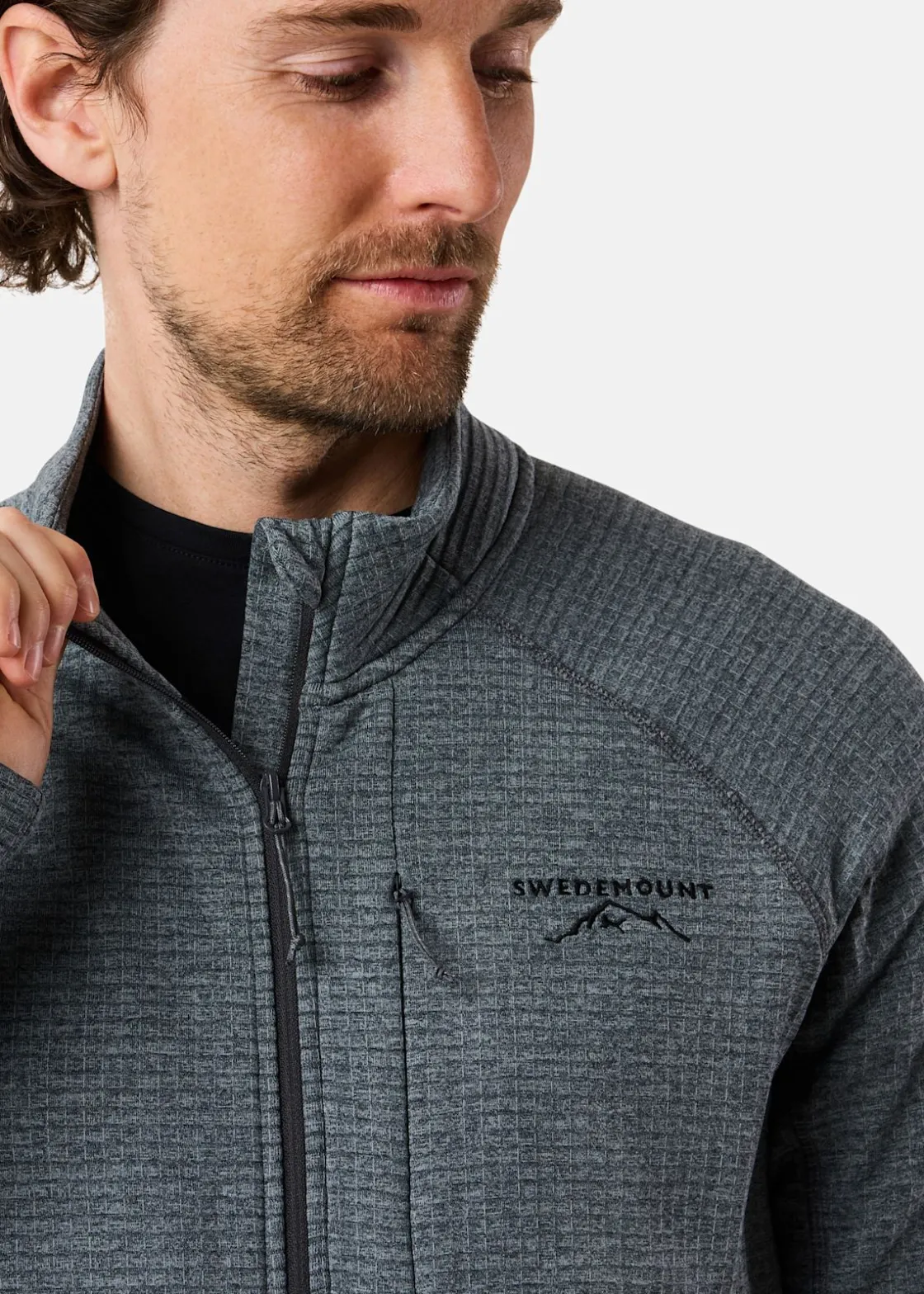 New Swedemount Lofoten Midlayer Full Zip Charcoal Melange