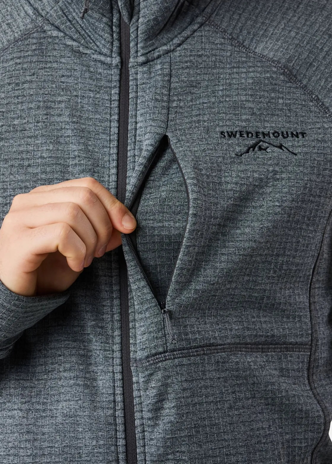 New Swedemount Lofoten Midlayer Full Zip Charcoal Melange