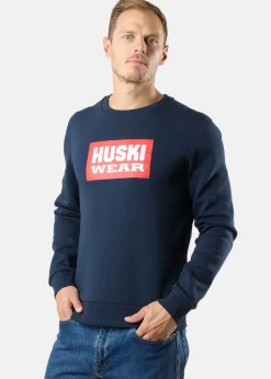 Sale Huski Wear Logo Crew Navy Blue