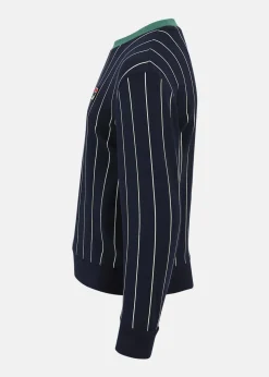 Clearance Fila LUKOW pinstriped crew sweat Black Iris/Bright White Striped