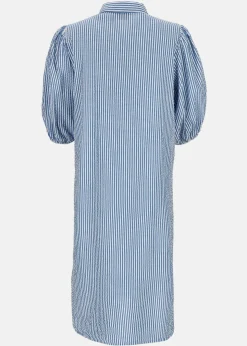 New Seaside Marina Seersucker Oversized Shirt W Blue Stripe