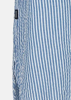 New Seaside Marina Seersucker Oversized Shirt W Blue Stripe