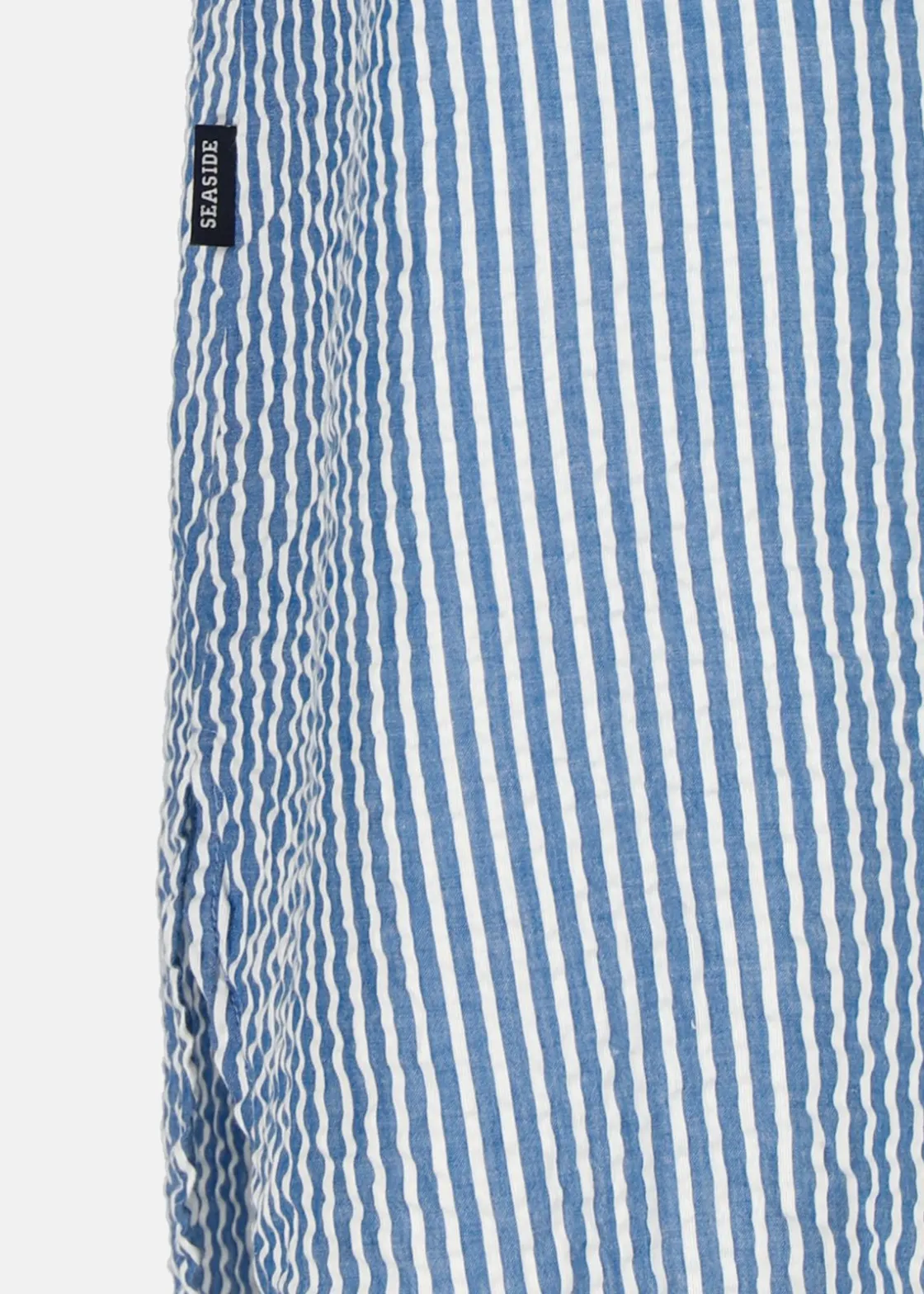 New Seaside Marina Seersucker Oversized Shirt W Blue Stripe