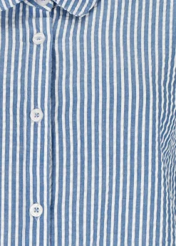 New Seaside Marina Seersucker Oversized Shirt W Blue Stripe