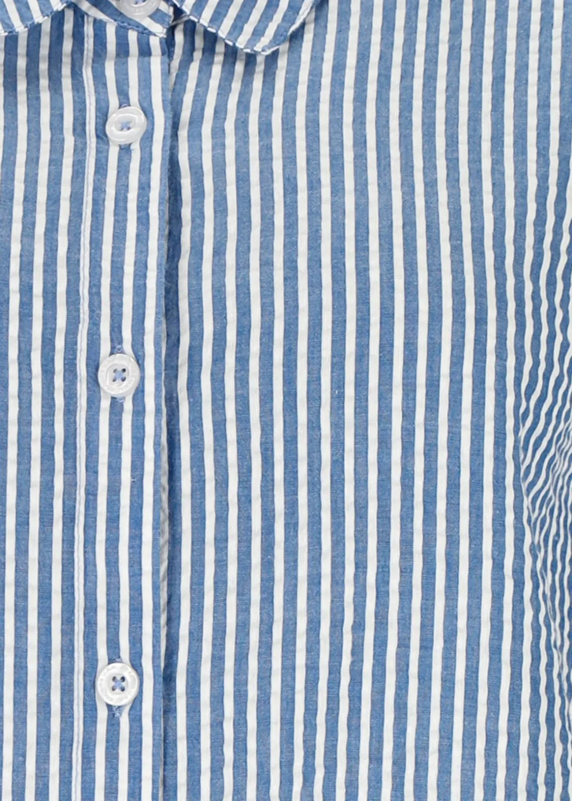 New Seaside Marina Seersucker Oversized Shirt W Blue Stripe