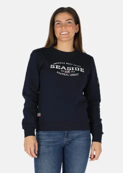 Clearance Seaside Nautical Crewneck W Navy