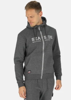 Clearance Seaside Nautical Zip Hood Grey Melange