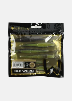 Hot Westin Ned Worm Black/Chartreuse