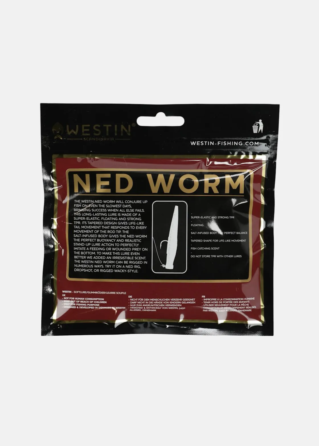 Hot Westin Ned Worm Black/Chartreuse