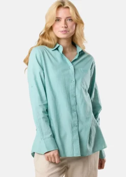 Online Seaside New Hampshire Linen LS Shirt W Seaweed Green
