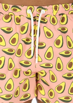 New Denim Factory New York Beach Shorts Coral Avokade