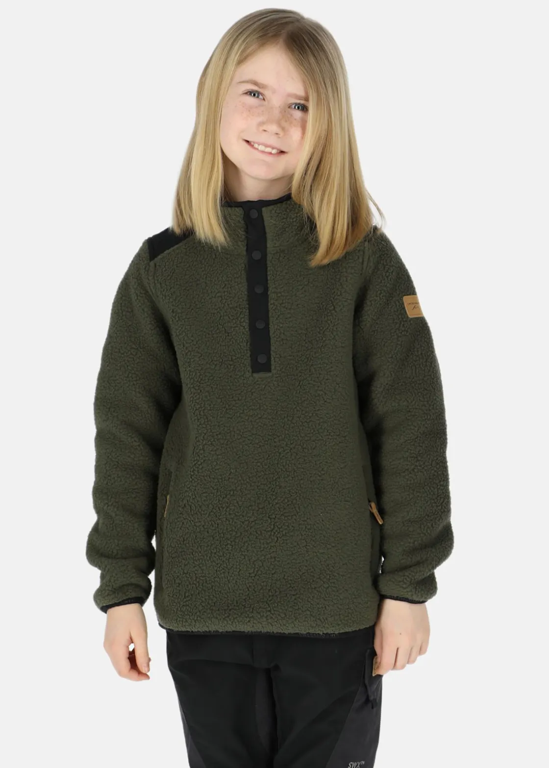 Outlet Swedemount Nordkap Pile Halfneck JR Olive/Black