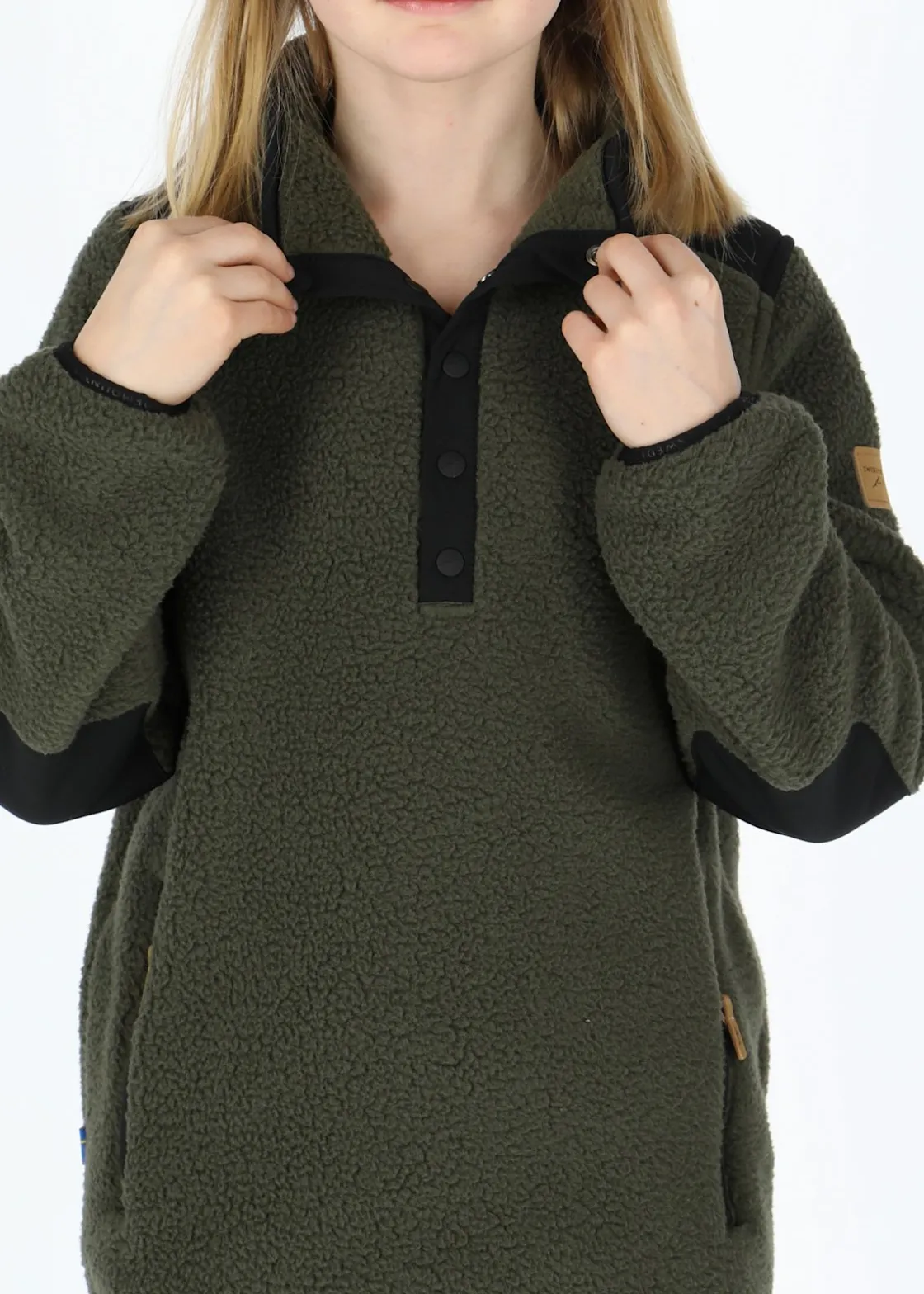 Outlet Swedemount Nordkap Pile Halfneck JR Olive/Black