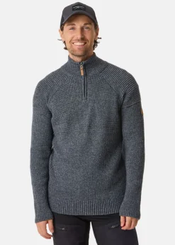 Discount Swedemount Nordkap Wool Sweater Half Zip Charcoal Melange