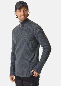 Discount Swedemount Nordkap Wool Sweater Half Zip Charcoal Melange