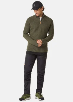 Clearance Swedemount Nordkap Wool Sweater Half Zip Olive Melange