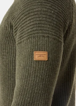 Clearance Swedemount Nordkap Wool Sweater Half Zip Olive Melange