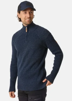Best Swedemount Nordkap Wool Sweater Half Zip Navy Melange