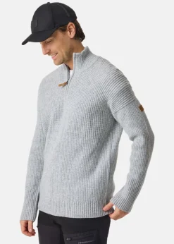 Clearance Swedemount Nordkap Wool Sweater Half Zip Lt Grey Melange