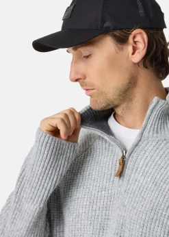 Clearance Swedemount Nordkap Wool Sweater Half Zip Lt Grey Melange