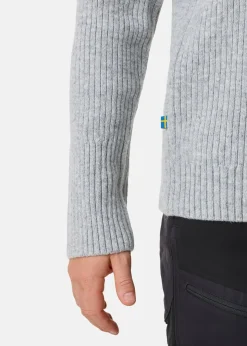 Clearance Swedemount Nordkap Wool Sweater Half Zip Lt Grey Melange