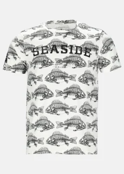 Sale Seaside Ocean Tee White Fish Skeleton