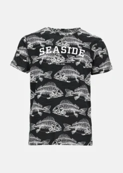 Online Seaside Ocean Tee JR Black Fish Skeleton