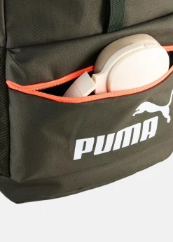 Online Puma PHASE HOODED Backpack Dark Olive-Glowing Red