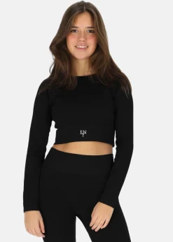 Discount Ellen New York Rib Seamless Cropped Top Black