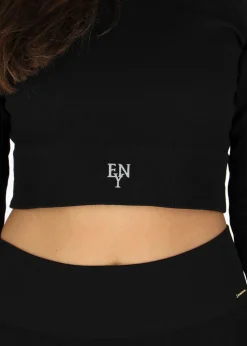 Discount Ellen New York Rib Seamless Cropped Top Black