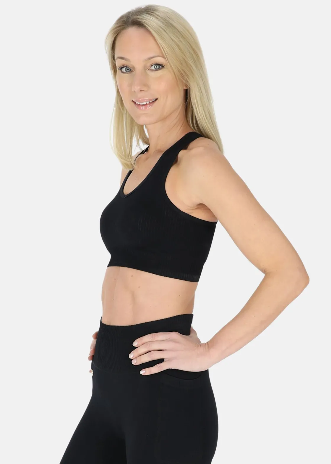 Hot Swedemount Ribbed Seamless Bra W Black