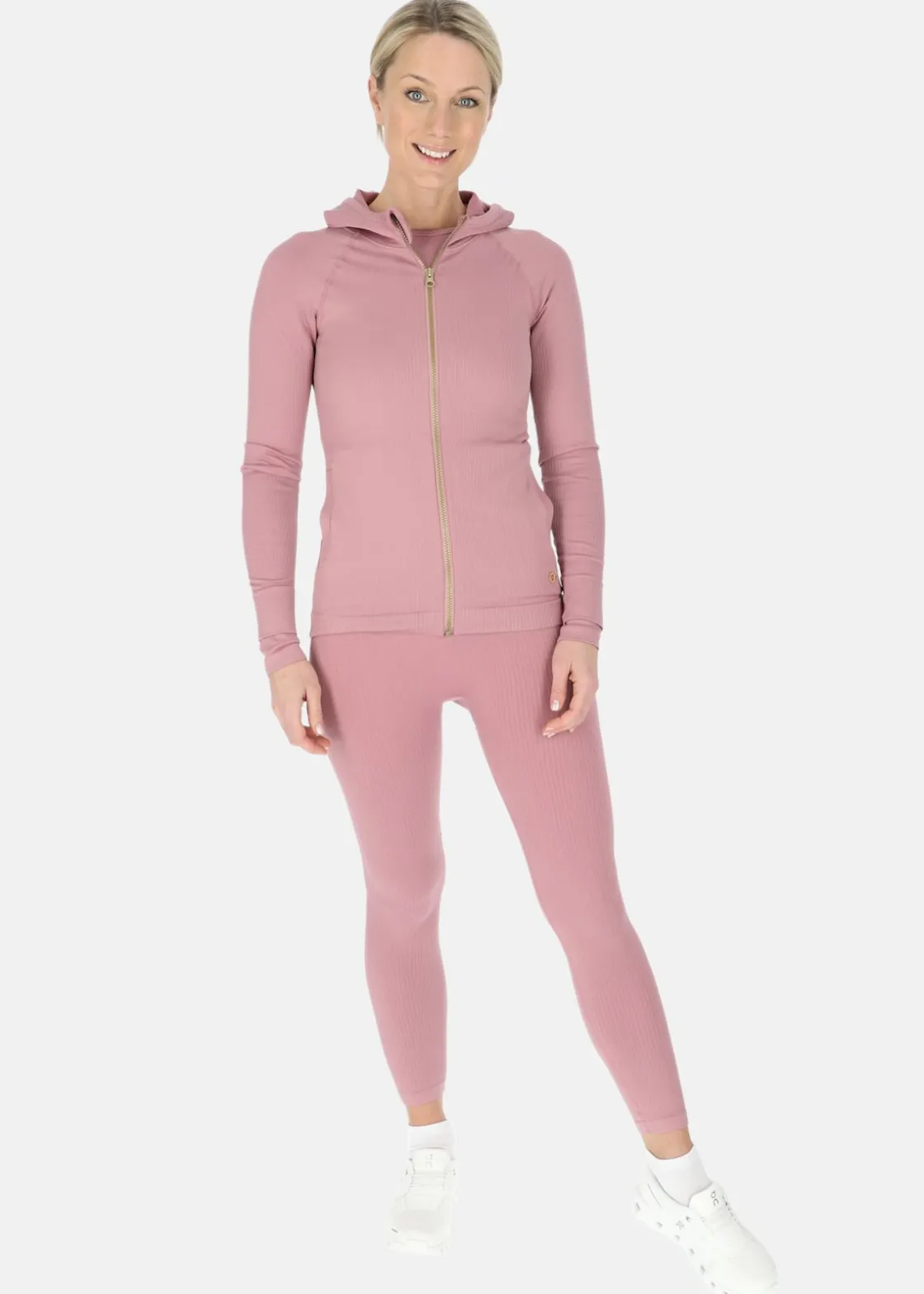 Sale Swedemount Ribbed Seamless Fullzip Hood W Dusty Rose