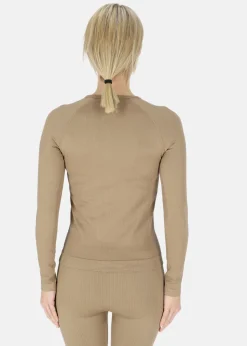 New Swedemount Ribbed Seamless Long Sleeve W Coffee