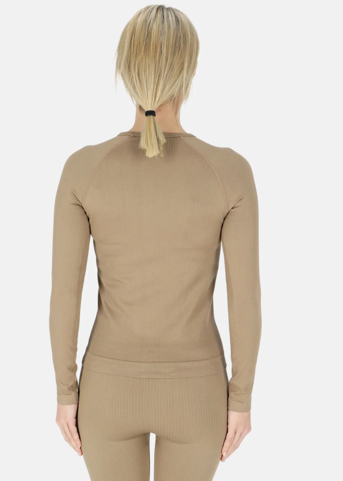 New Swedemount Ribbed Seamless Long Sleeve W Coffee