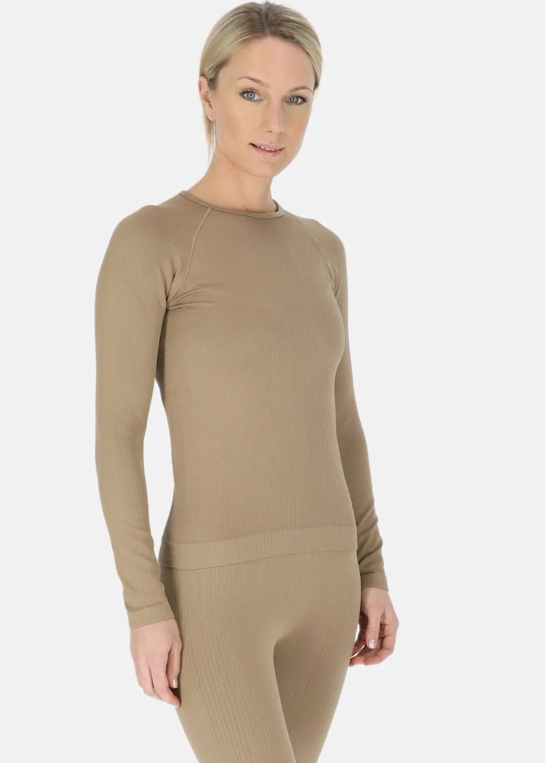New Swedemount Ribbed Seamless Long Sleeve W Coffee