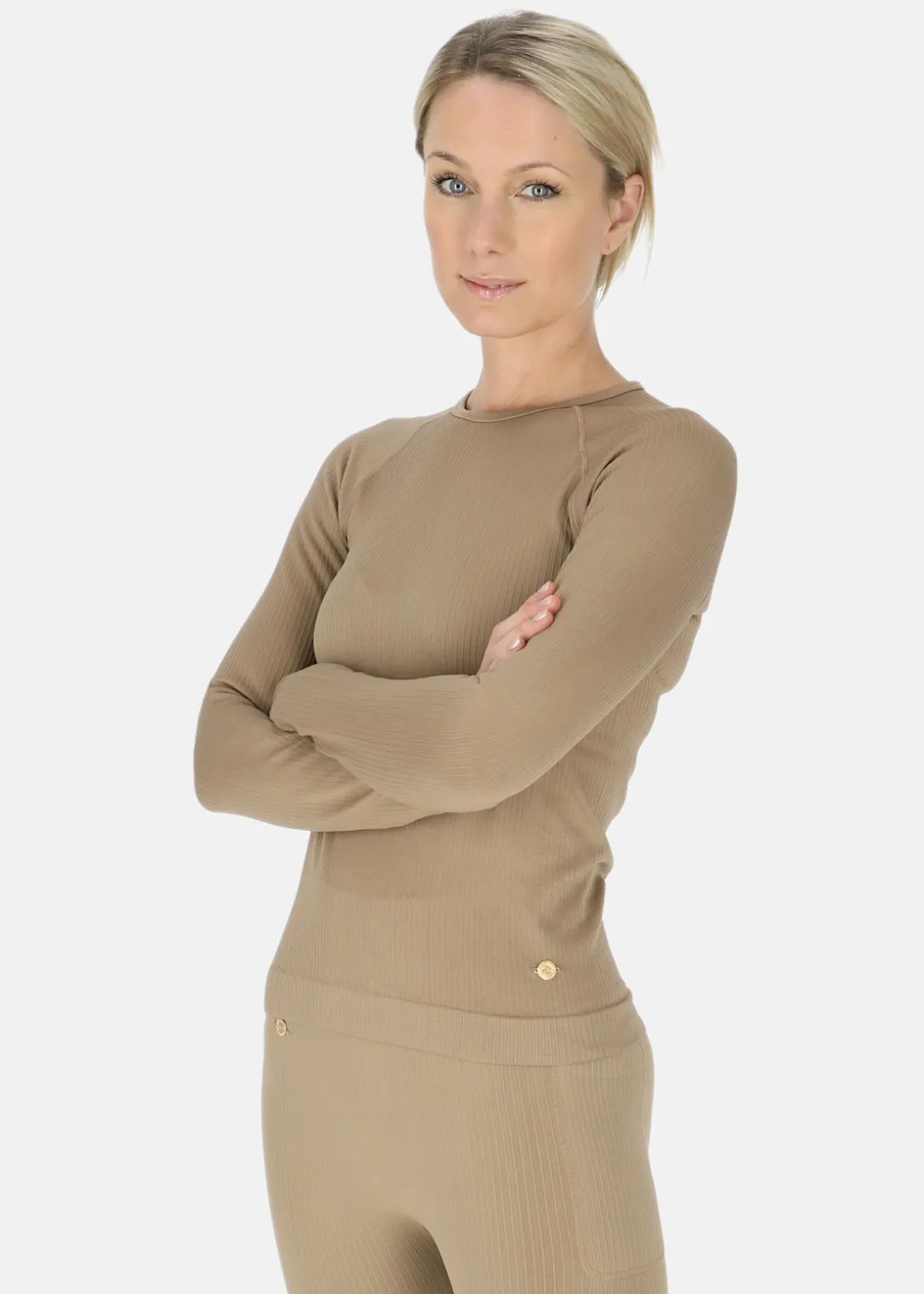 New Swedemount Ribbed Seamless Long Sleeve W Coffee