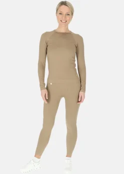 New Swedemount Ribbed Seamless Long Sleeve W Coffee