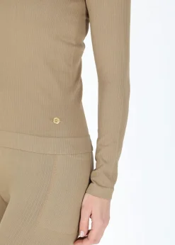 New Swedemount Ribbed Seamless Long Sleeve W Coffee