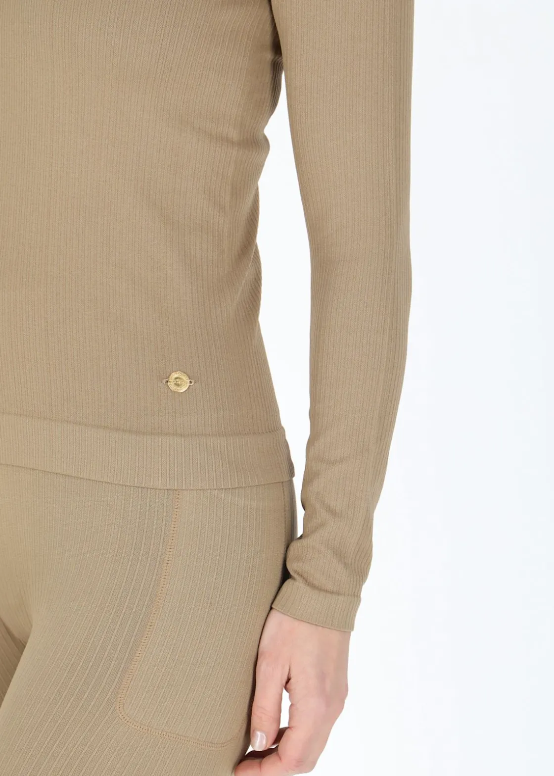 New Swedemount Ribbed Seamless Long Sleeve W Coffee