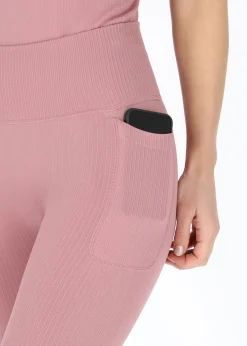 Swedemount Ribbed Seamless Short Tights W Dusty Rose