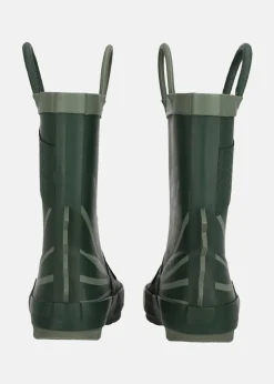 Hot Zigzag Rook Kids Rubber Boot Hunter Green