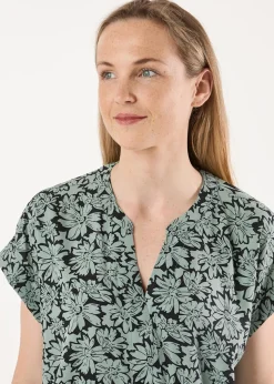 Seaside Sankt Claud Tunic Dress W Daisey Flower Green