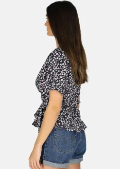 Seaside Sankt Claud Wrap Top W Navy Flower